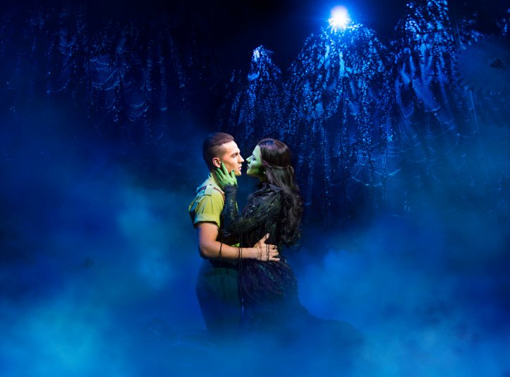 Aaron Sidwell as Fiyero and Amy Ross as Elphaba in WICKED UK &amp; Ireland Tour. Photo Credit Matt Crockett