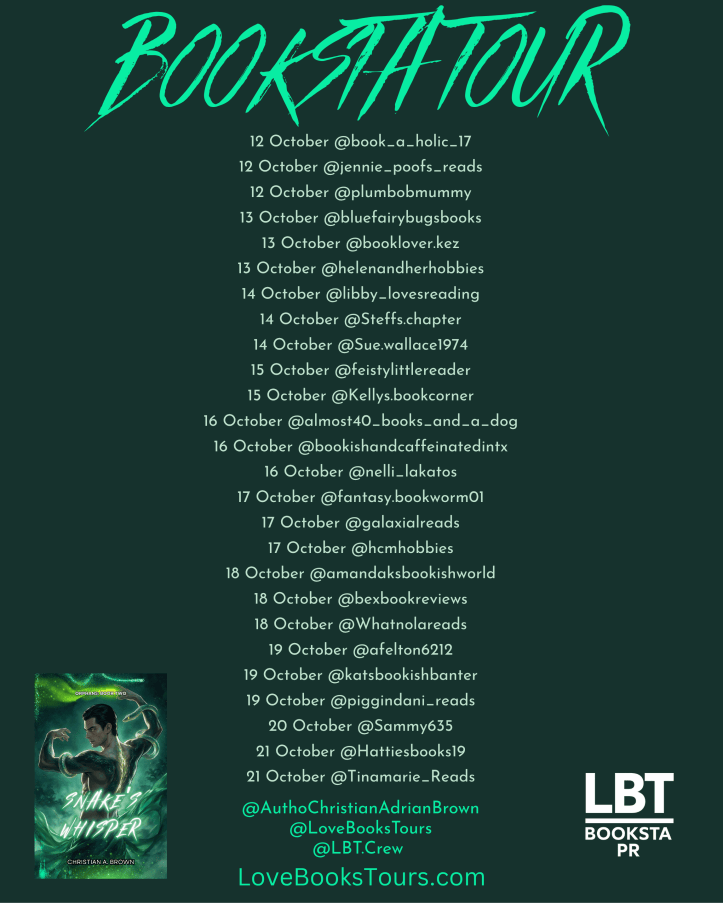 A schedule for a book tour featuring various social media handles and dates throughout October.